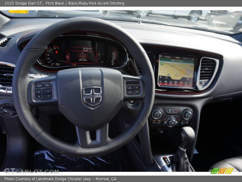 Pitch Black / Black/Ruby Red Accent Stitching 2015 Dodge Dart GT
