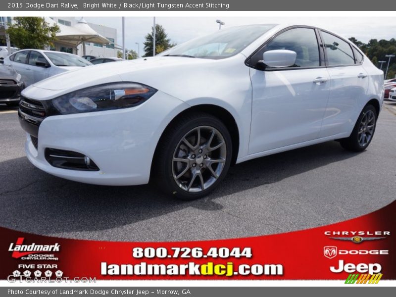Bright White / Black/Light Tungsten Accent Stitching 2015 Dodge Dart Rallye
