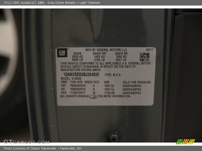 Gray Green Metallic / Light Titanium 2011 GMC Acadia SLT AWD