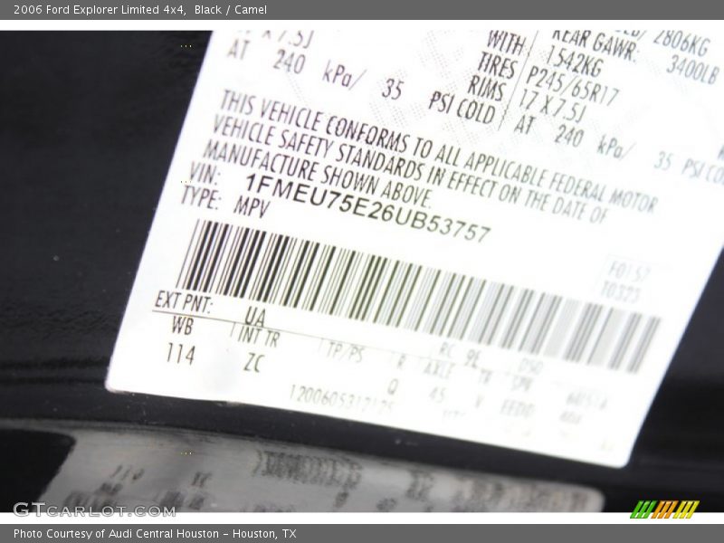 Black / Camel 2006 Ford Explorer Limited 4x4