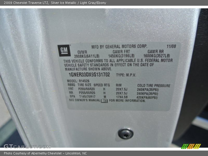 Silver Ice Metallic / Light Gray/Ebony 2009 Chevrolet Traverse LTZ