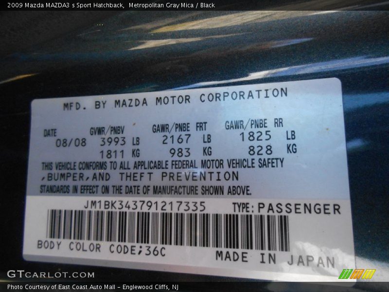 Metropolitan Gray Mica / Black 2009 Mazda MAZDA3 s Sport Hatchback