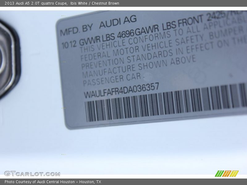 Ibis White / Chestnut Brown 2013 Audi A5 2.0T quattro Coupe