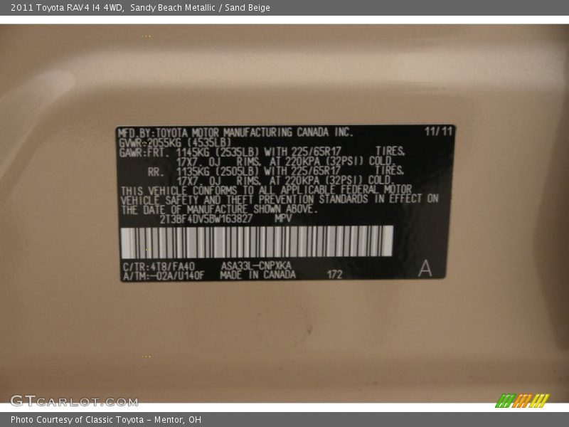 Sandy Beach Metallic / Sand Beige 2011 Toyota RAV4 I4 4WD