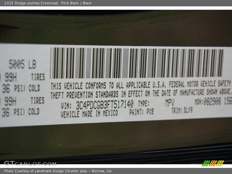 Pitch Black / Black 2015 Dodge Journey Crossroad