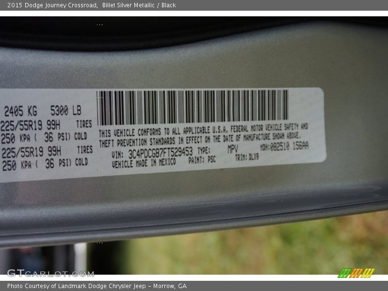 Billet Silver Metallic / Black 2015 Dodge Journey Crossroad