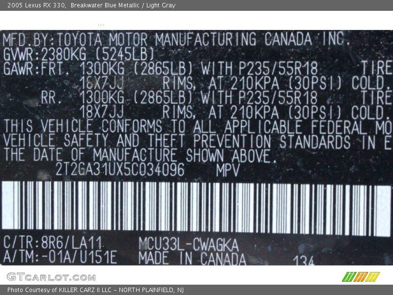 Breakwater Blue Metallic / Light Gray 2005 Lexus RX 330