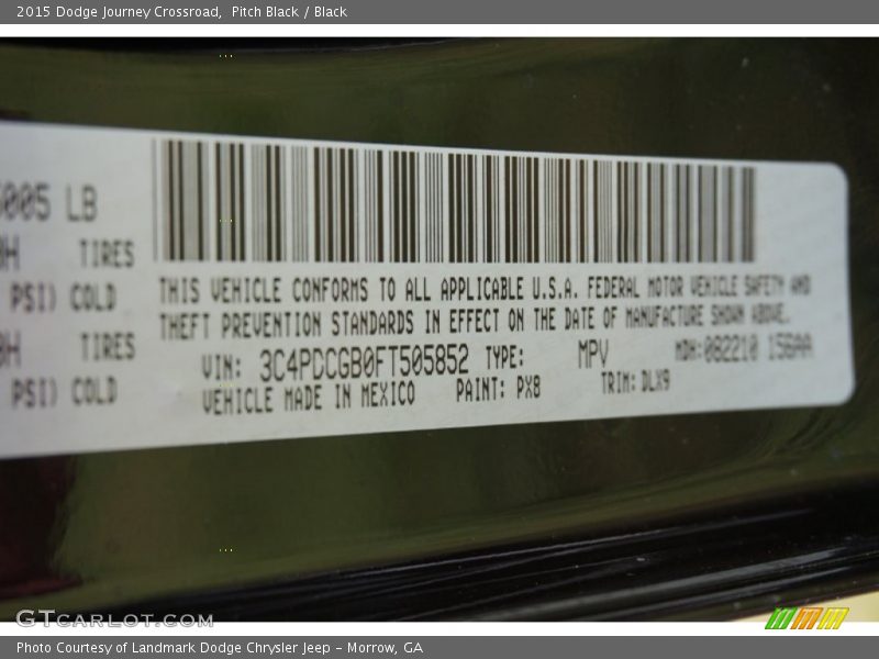 Pitch Black / Black 2015 Dodge Journey Crossroad