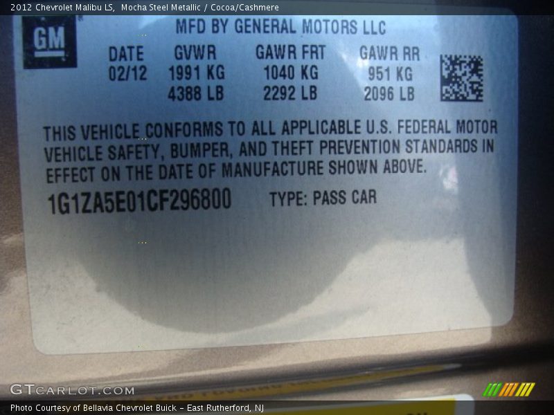 Mocha Steel Metallic / Cocoa/Cashmere 2012 Chevrolet Malibu LS