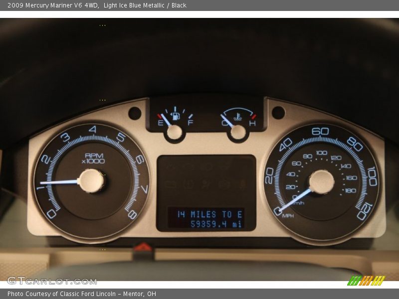 Light Ice Blue Metallic / Black 2009 Mercury Mariner V6 4WD