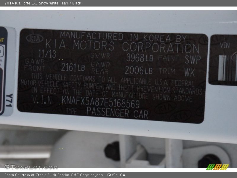 2014 Forte EX Snow White Pearl Color Code SWP