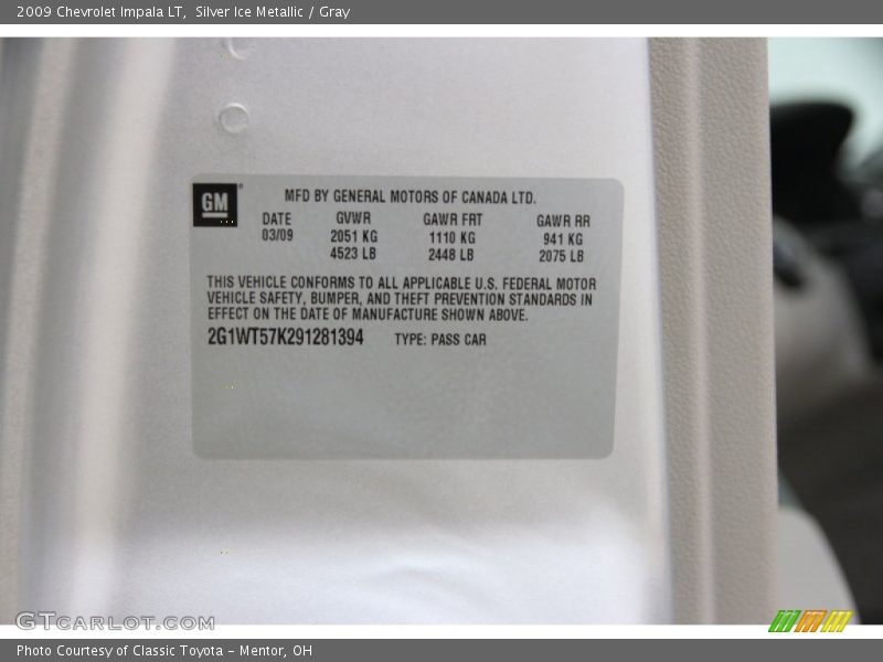 Silver Ice Metallic / Gray 2009 Chevrolet Impala LT