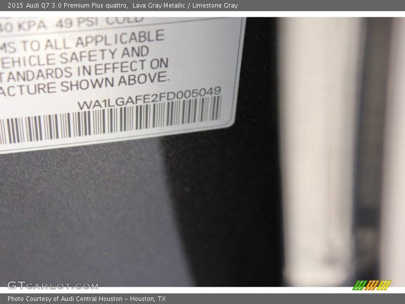 Lava Gray Metallic / Limestone Gray 2015 Audi Q7 3.0 Premium Plus quattro