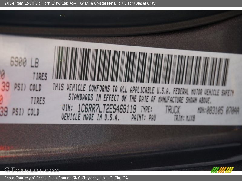 Granite Crystal Metallic / Black/Diesel Gray 2014 Ram 1500 Big Horn Crew Cab 4x4