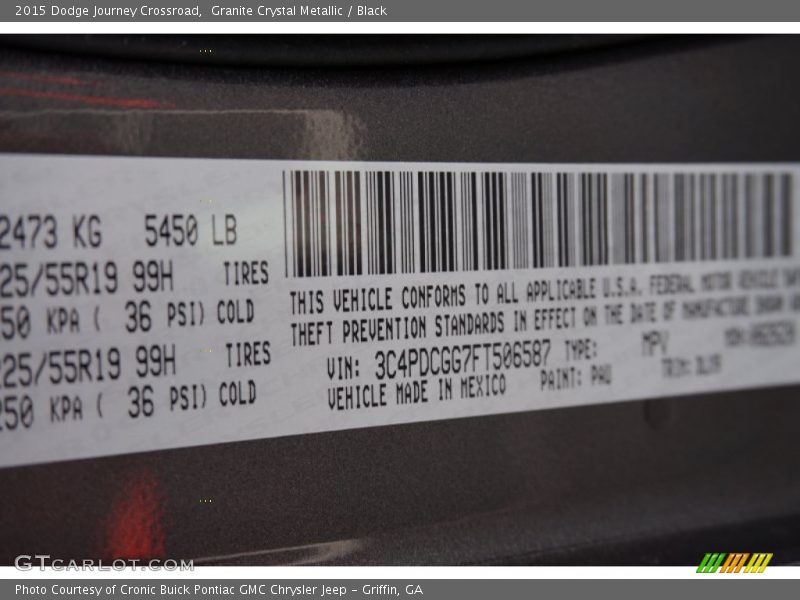 Granite Crystal Metallic / Black 2015 Dodge Journey Crossroad