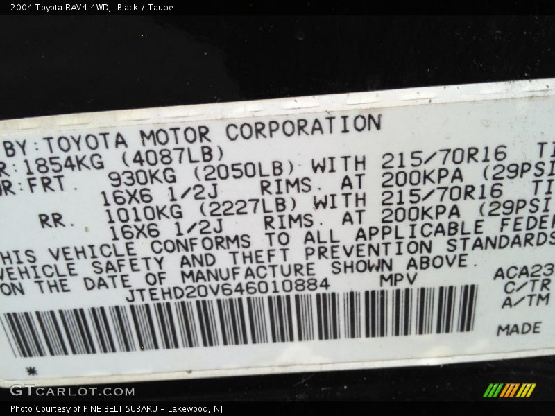 Black / Taupe 2004 Toyota RAV4 4WD