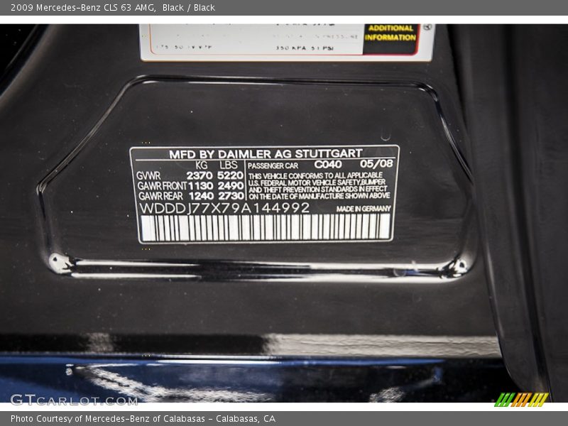 2009 CLS 63 AMG Black Color Code 040