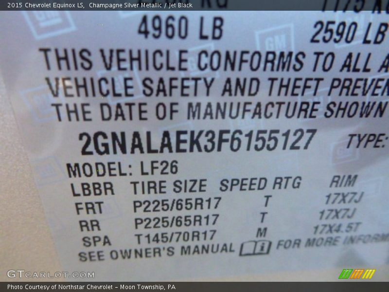 Champagne Silver Metallic / Jet Black 2015 Chevrolet Equinox LS