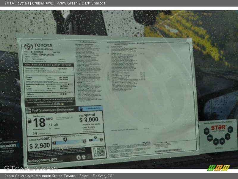 Army Green / Dark Charcoal 2014 Toyota FJ Cruiser 4WD