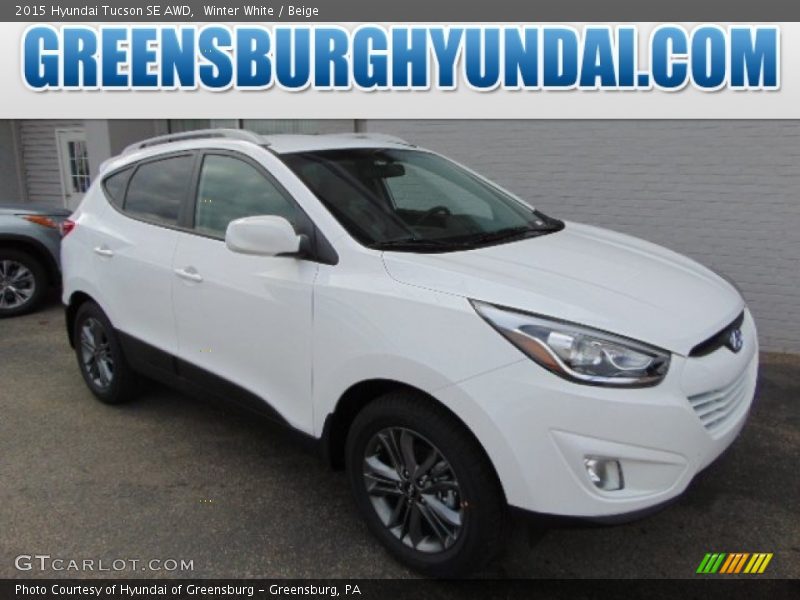Winter White / Beige 2015 Hyundai Tucson SE AWD