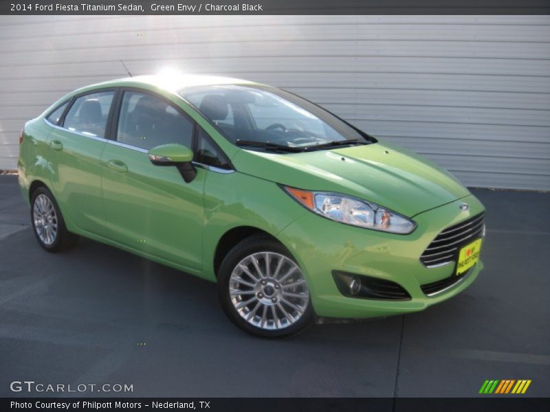 Green Envy / Charcoal Black 2014 Ford Fiesta Titanium Sedan
