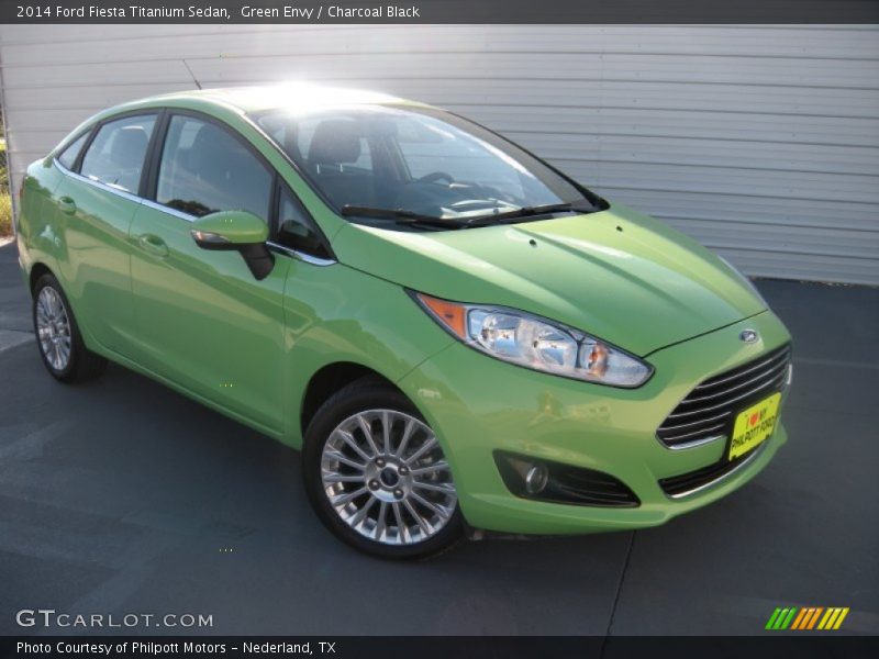 Green Envy / Charcoal Black 2014 Ford Fiesta Titanium Sedan