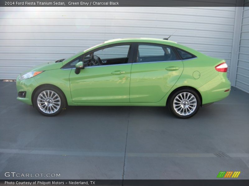 Green Envy / Charcoal Black 2014 Ford Fiesta Titanium Sedan