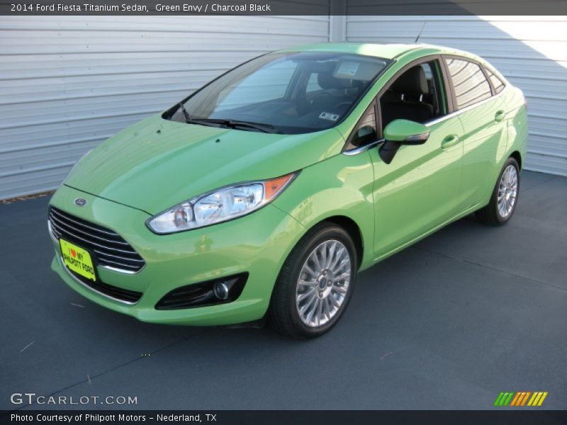 Green Envy / Charcoal Black 2014 Ford Fiesta Titanium Sedan
