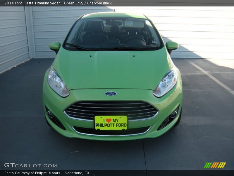 Green Envy / Charcoal Black 2014 Ford Fiesta Titanium Sedan
