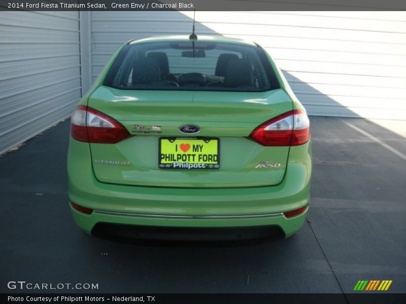 Green Envy / Charcoal Black 2014 Ford Fiesta Titanium Sedan