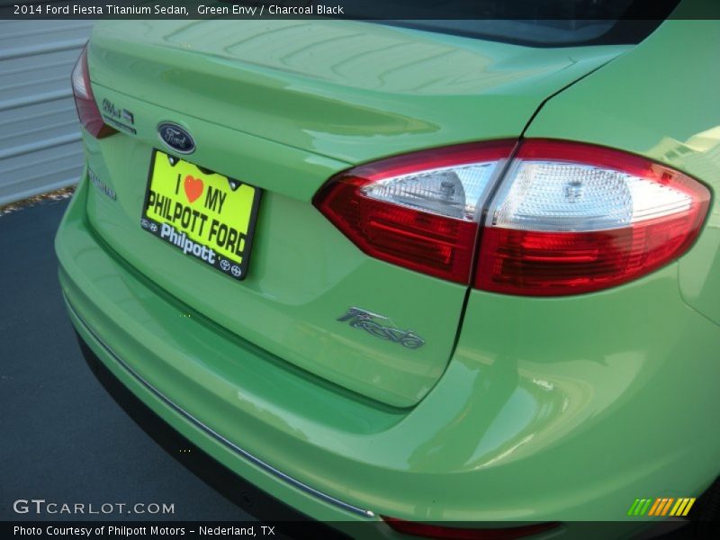 Green Envy / Charcoal Black 2014 Ford Fiesta Titanium Sedan