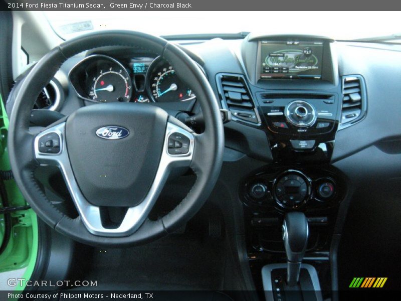 Green Envy / Charcoal Black 2014 Ford Fiesta Titanium Sedan