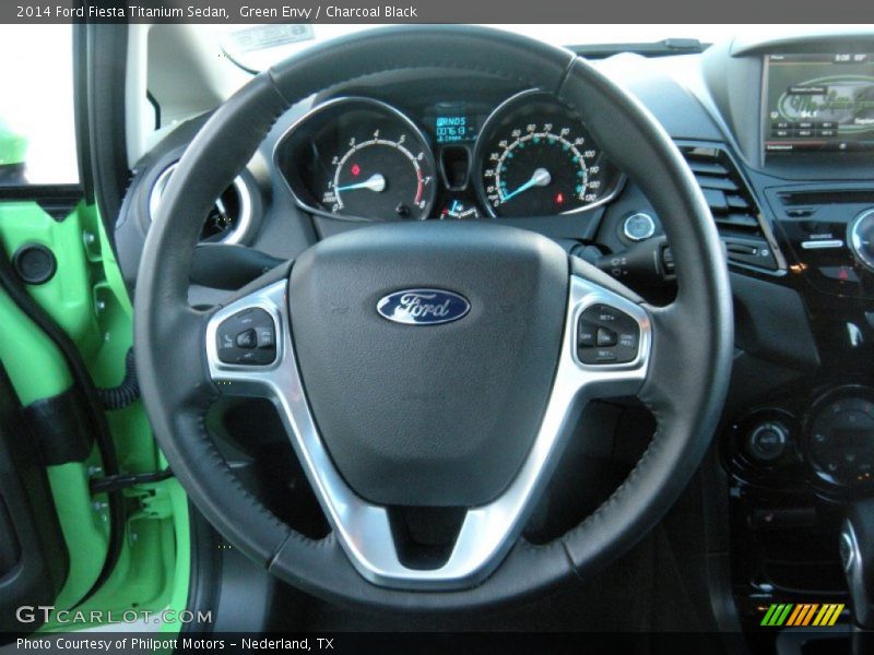Green Envy / Charcoal Black 2014 Ford Fiesta Titanium Sedan