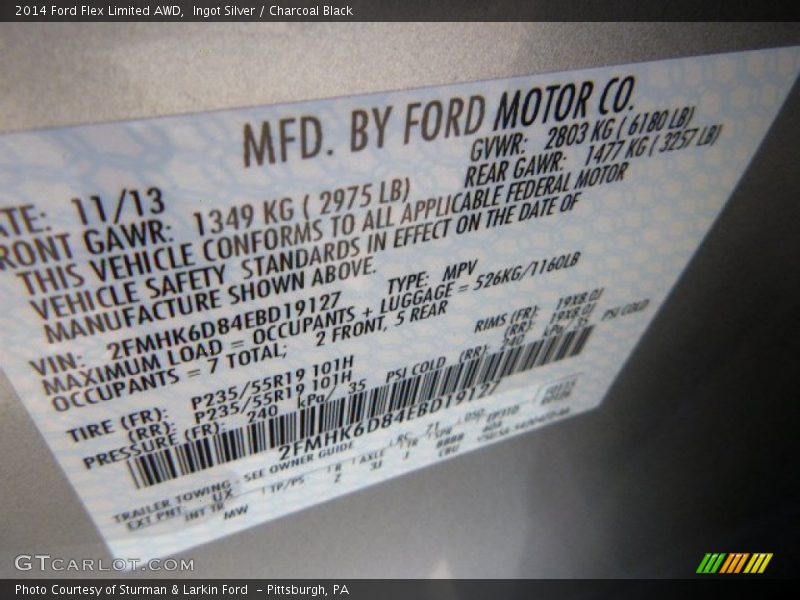 Ingot Silver / Charcoal Black 2014 Ford Flex Limited AWD