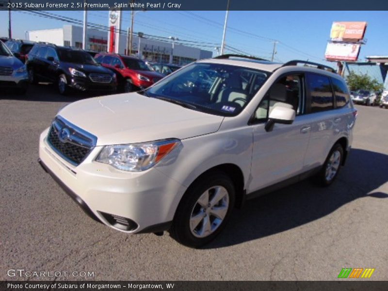 Satin White Pearl / Gray 2015 Subaru Forester 2.5i Premium