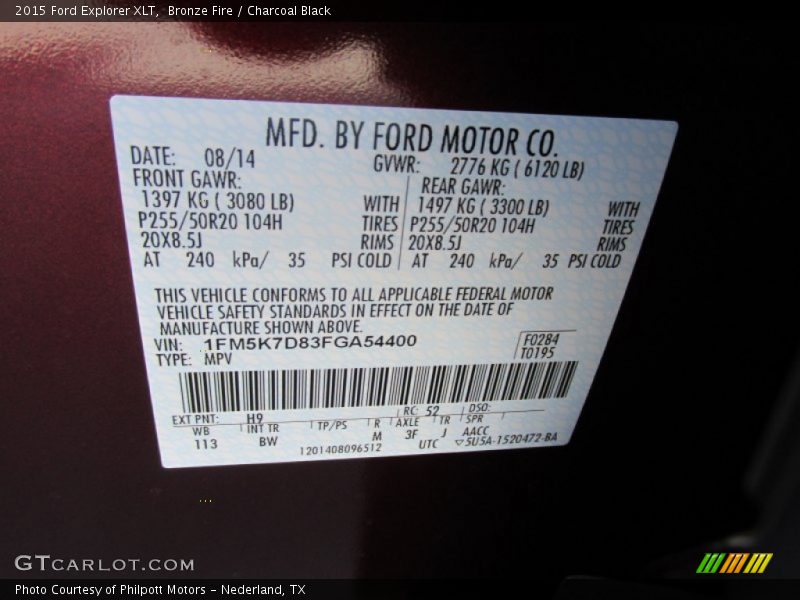 Bronze Fire / Charcoal Black 2015 Ford Explorer XLT