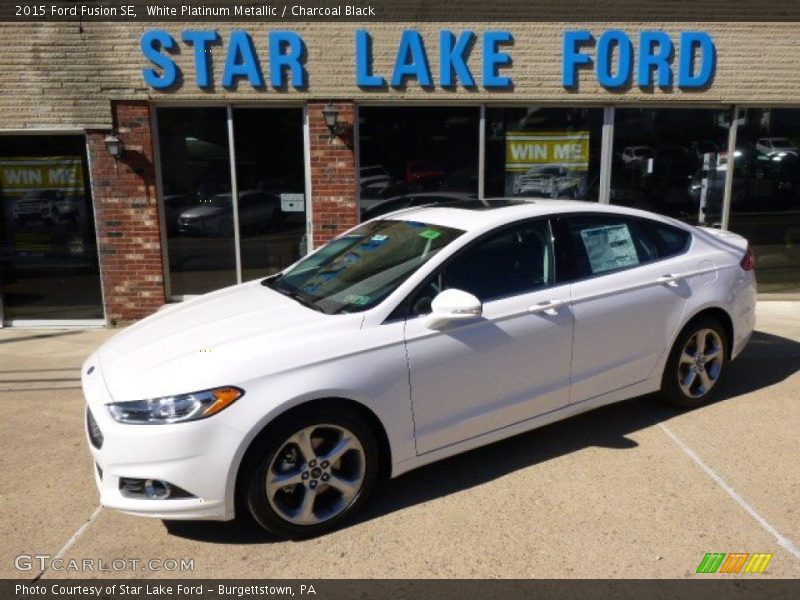White Platinum Metallic / Charcoal Black 2015 Ford Fusion SE