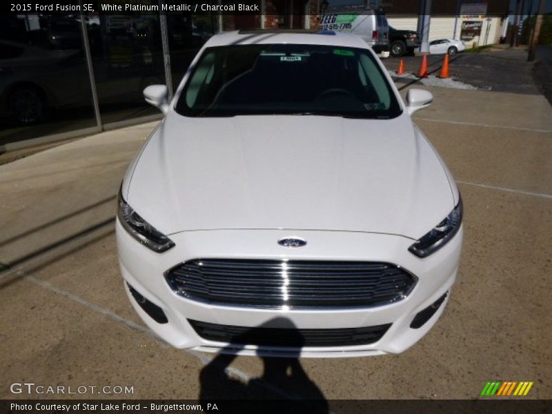 White Platinum Metallic / Charcoal Black 2015 Ford Fusion SE