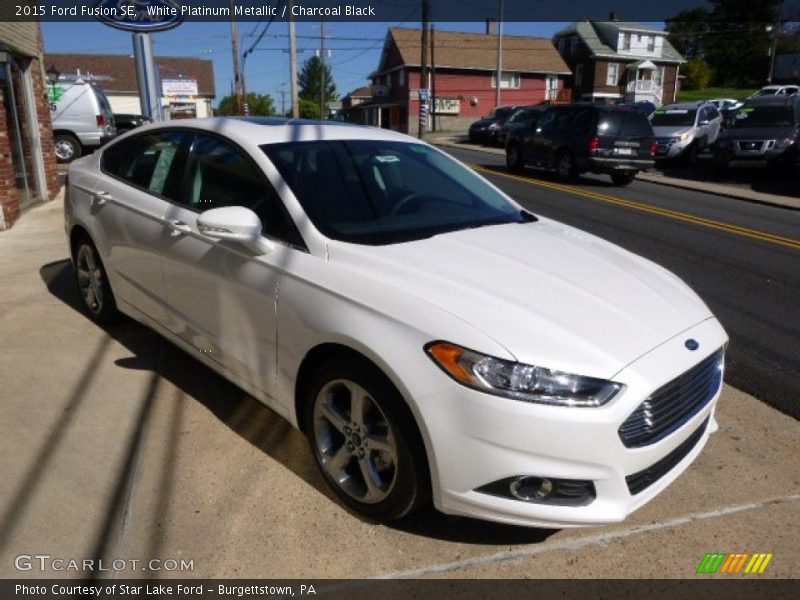 White Platinum Metallic / Charcoal Black 2015 Ford Fusion SE