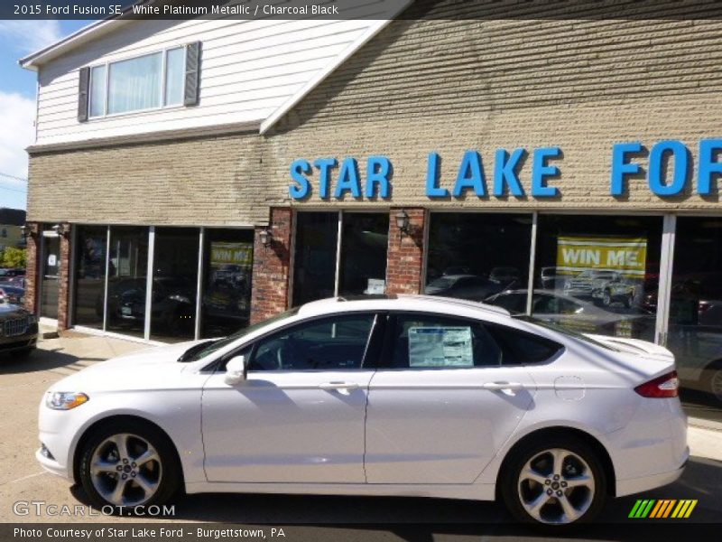 White Platinum Metallic / Charcoal Black 2015 Ford Fusion SE