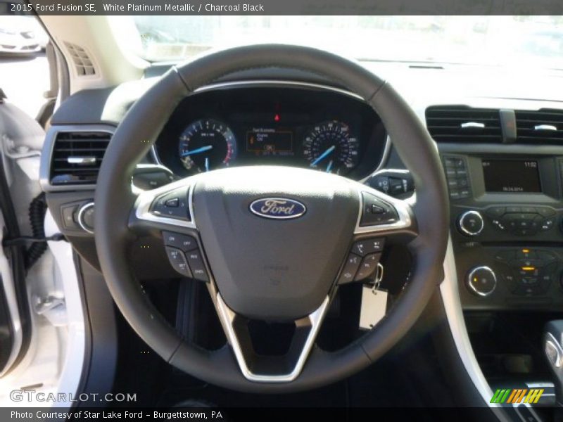 White Platinum Metallic / Charcoal Black 2015 Ford Fusion SE