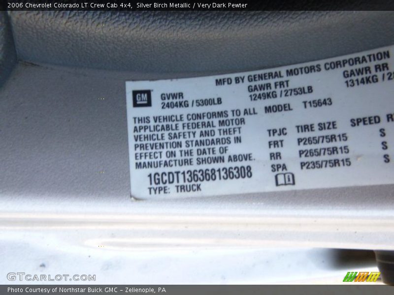 Silver Birch Metallic / Very Dark Pewter 2006 Chevrolet Colorado LT Crew Cab 4x4