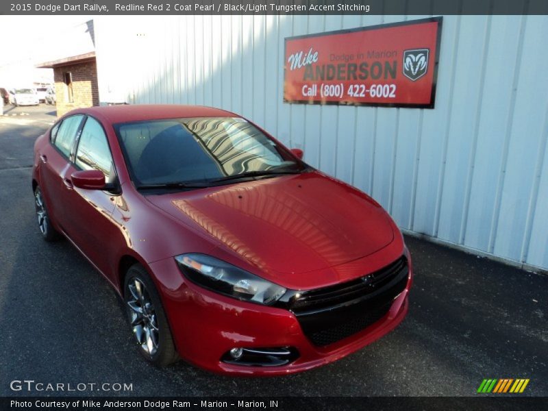 Redline Red 2 Coat Pearl / Black/Light Tungsten Accent Stitching 2015 Dodge Dart Rallye