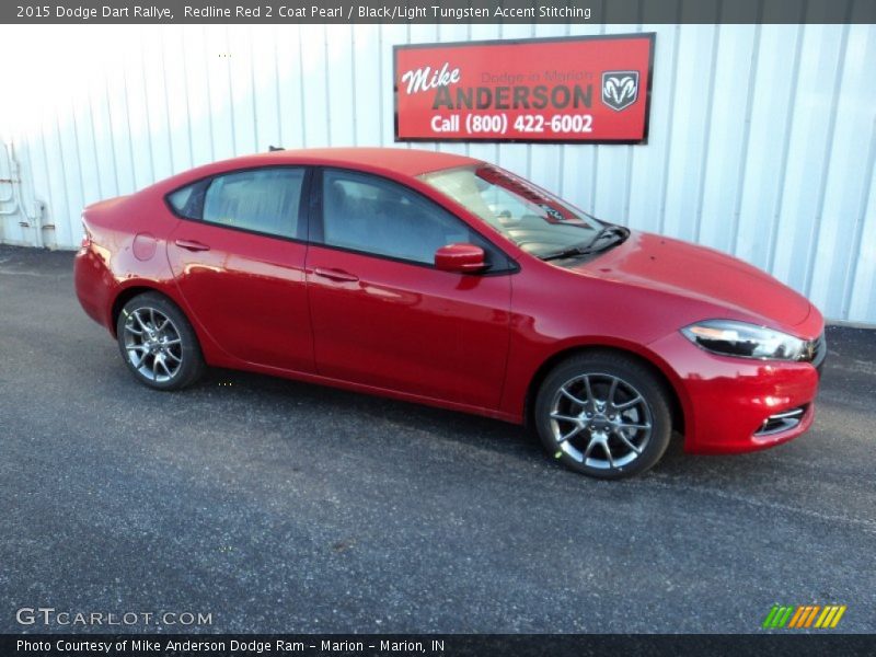 Redline Red 2 Coat Pearl / Black/Light Tungsten Accent Stitching 2015 Dodge Dart Rallye