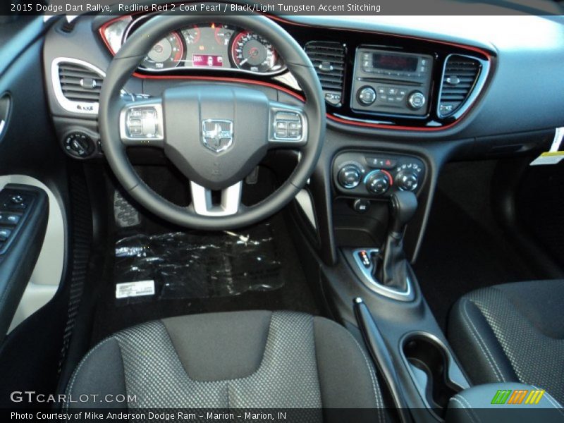 Redline Red 2 Coat Pearl / Black/Light Tungsten Accent Stitching 2015 Dodge Dart Rallye