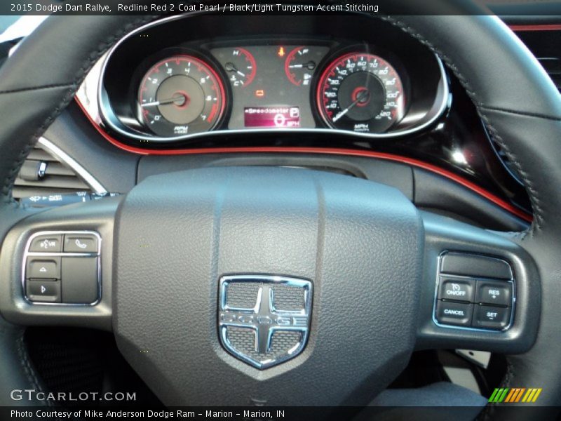 Redline Red 2 Coat Pearl / Black/Light Tungsten Accent Stitching 2015 Dodge Dart Rallye