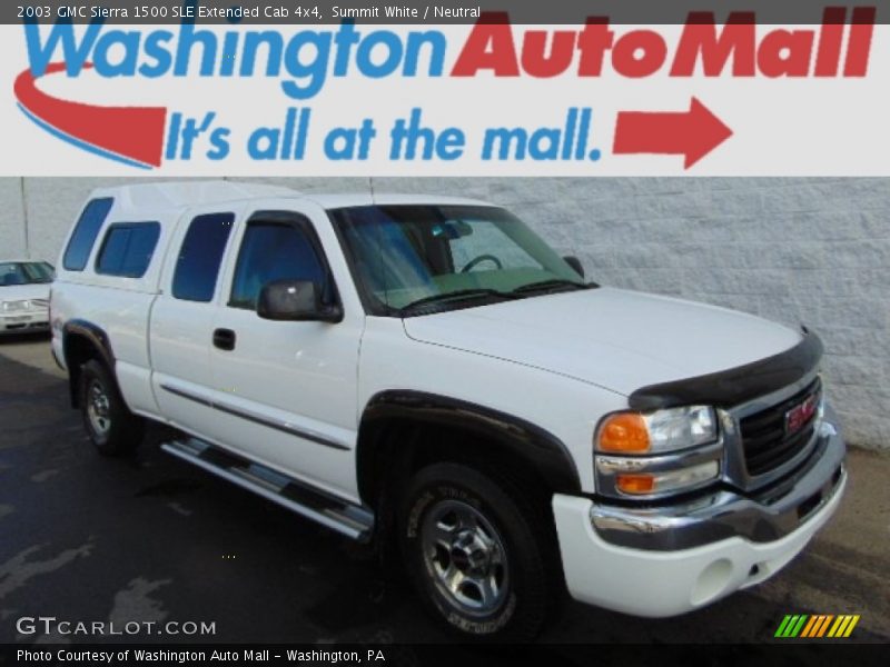 Summit White / Neutral 2003 GMC Sierra 1500 SLE Extended Cab 4x4