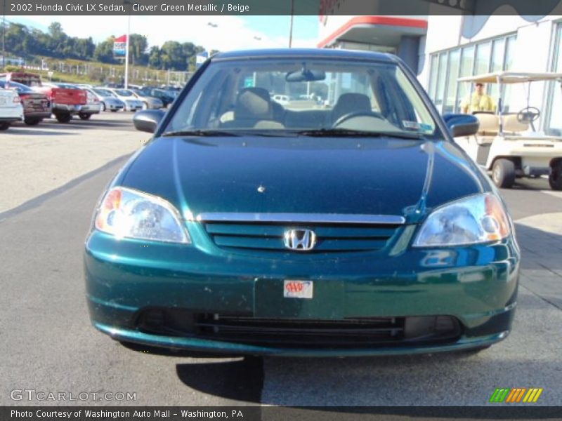 Clover Green Metallic / Beige 2002 Honda Civic LX Sedan