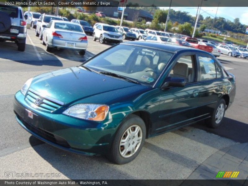 Clover Green Metallic / Beige 2002 Honda Civic LX Sedan