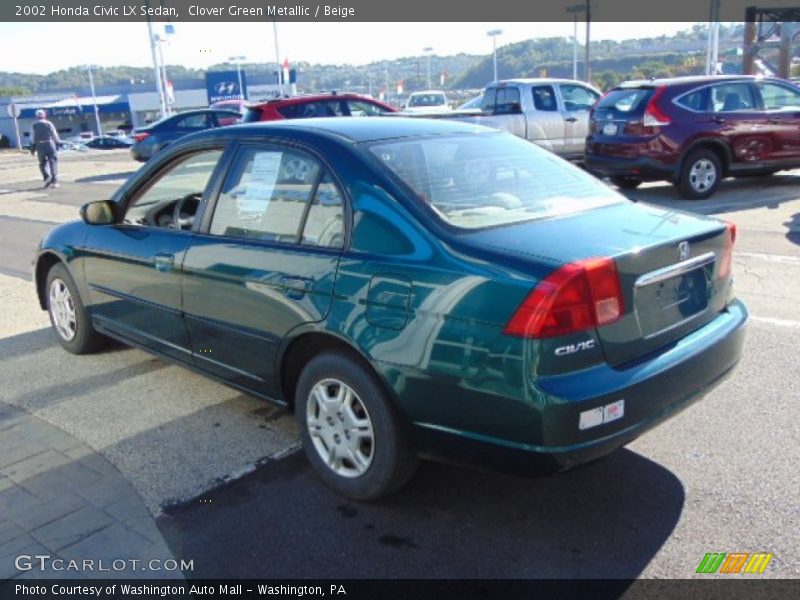 Clover Green Metallic / Beige 2002 Honda Civic LX Sedan
